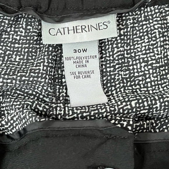 CATHERINES black & white patterned dress pants w/ black side stripe, size 30W. - Picture 4 of 7